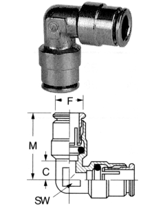 Brass Push>Connect Tube 90 deg Elbow Unions