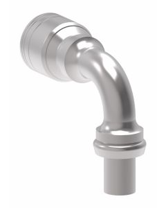 Global TTC 1 & 2 Wire Braid Steel Crimp Fitting, Inch Male STC (Snap To Connect), -08 Hose, 90 deg Elbow