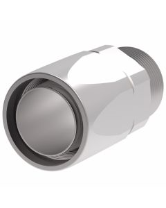 Steel Reusable 1 Wire Braid Reduced Bore Three-Piece Fitting, 1-1/4-11-1/2 Male NPT, -24 Hose, Straight