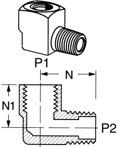 Brass Adapters, Female NPT To Male NPT, 90 deg Elbow