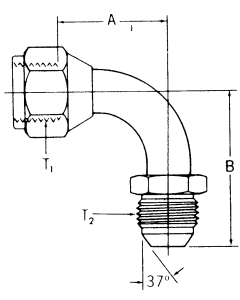 Steel Adapters, Female JIC 37 deg Flare Swivel To Male JIC 37 deg Flare, 90 deg Bent Tube (For pressures thru 4 Light Spiral Hose)