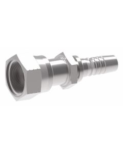 Steel Flat Crimp Fitting, 1-5/16-12 Female JIC 37 deg Flare Swivel, -16 Hose, Straight