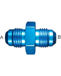 Blue Anodized Aluminum Adapters (AN 815), Male JIC 37 deg Flare To Male JIC 37 deg Flare, Straight
