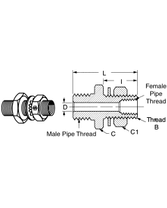 Brass Adapters, Male NPT To Female NPT, Straight Bulkhead