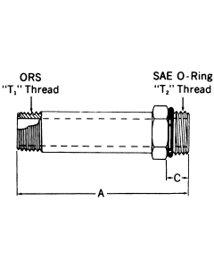 Steel Adapters, Male SAE O-Ring Face Seal To Male SAE O-Ring Boss (Straight Thread O-Ring), Long Straight