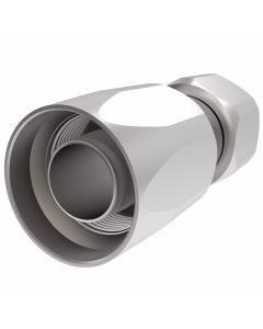 Steel Reusable 1 Wire Braid Reduced Bore Three-Piece Fitting, 9/16-18 Female JIC 37 deg Flare Swivel, -06 Hose, Straight