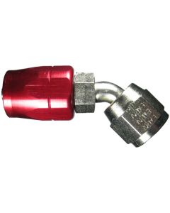 Red/Silver Plated Steel Reusable Fittings for AQP & StartLite Racing Hose, Female JIC 37 deg Flare Swivel, 45 deg Elbow