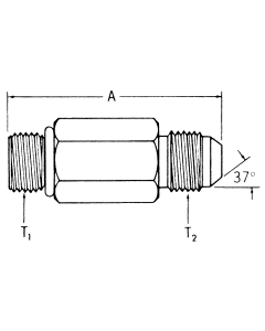 Steel Adapters, Male SAE O-Ring Boss (Straight Thread O-Ring) To Male JIC 37 deg Flare, Long Straight
