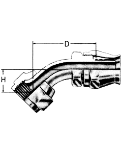 Steel Reusable 1 Wire Braid Teflon Fittings, Female JIC 37 deg Flare Swivel, 45 deg Elbow