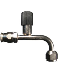Reusable Fittings for FBF A/C Hose, Female O-Ring Pilot, 90 deg Elbow With Charge Port