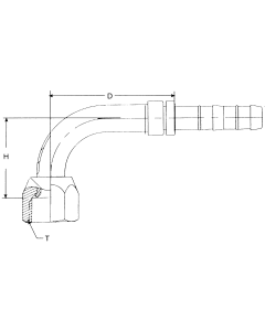 E-Z Clip Series Fittings, Female SAE 45 deg Swivel, 90 deg Elbow