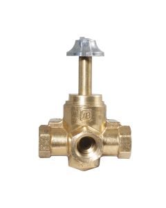 Brass 3-Way Side Outlet Plug Valve, , 3/8 Inch Male NPT to Female NPT