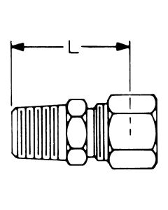 Brass Compression Fitting For Copper & Aluminum Tubing, 0.75 Inch Tube OD To 3/4-14 Male NPT
