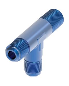 Blue Anodized Aluminum Adapter (AN 826), -08 Male JIC 37 deg Flare & 3/8 Inch Male NPT Run To -08 Male JIC 37 deg Flare Branch, Tee