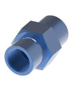 Blue Anodized Aluminum Adapter, Inch Female NPT Coupling, Straight