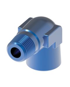 Blue Anodized Aluminum Adapter (AN914), 1/8 Inch Male NPT To 1/8 Inch Female NPT, 90 deg Elbow