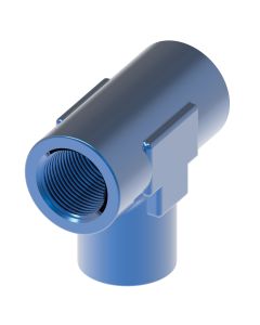 Blue Anodized Aluminum Adapter, -08 Female JIC 37 deg Flare Run To -08 Female JIC 37 deg Flare Branch, Tee