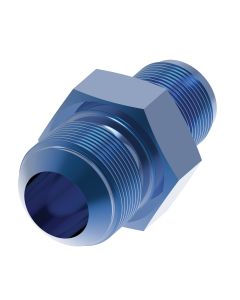 Blue Anodized Aluminum Adapter, -06 Male JIC 37 deg Flare To 12MM x 1.5 Male Metric Thread, Straight
