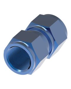 Blue Anodized Aluminum Adapter, -08 Female JIC 37 deg Flare To -08 Female JIC 37 deg Flare, Straight