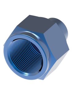 Blue Anodized Aluminum Adapter (AN 929), -04 Female JIC 37 deg Flare Cap