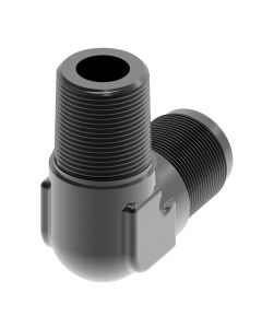 Black Anodized Aluminum Adapter, -08 Male JIC 37 deg Flare To 1/2 Inch Male NPT, 90 deg Elbow