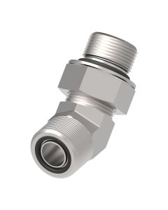 Steel Adapter, 13/16-16 Male SAE O-Ring Face Seal To 3/4-16 Male SAE O-Ring Boss (Straight Thread O-Ring), 45 deg Elbow