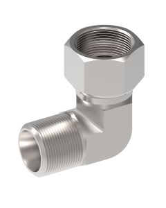 Steel Adapter, 1-1/4-11-1/2 Female NPT Swivel To 1-1/4-11-1/2 Male NPT, 90 deg Elbow