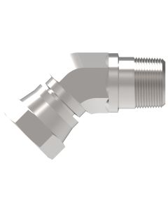 Steel Adapter, 1-1/4-11-1/2 Female NPT Swivel To 1-1/4-11-1/2 Male NPT, 45 deg Elbow