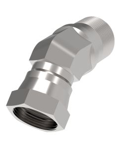 Steel Adapter, 1/2-14 Female NPT Swivel To 1/2-14 Male NPT, 45 deg Elbow