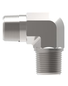 Steel Adapter, 1/2-14 Male NPT To 3/8-18 Male NPT, 90 deg Elbow