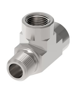 Steel Adapter, 1/8-27 Male NPT Run To 1/8-27 Female NPT Run & Branch, Tee