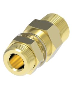 Brass Adapter, 1/2-14 Male NPT To 1/2-14 Male NPT, 1/4-18 Female NPT, Straight Bulkhead