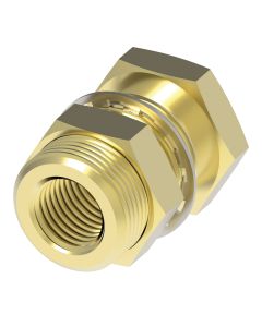 Brass Adapter, 3/8-18 Female NPT To 3/8-18 Female NPT, Straight Bulkhead, 1.31 Inch Long