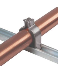 100-200 Series Pipe & Tubing Support Clamp, 1-1/8 inch Tubing, Clamp: Zinc plated steel, Nut: Steel Nylock, Stud / Bolt: Steel weld stud
