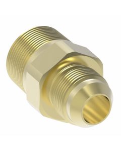 Brass Adapter, 1/2-14 Male NPT To 9/16-18 Male JIC 37 deg Flare, Straight