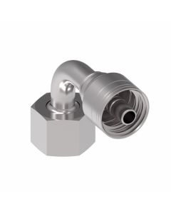 Global TTC 1 & 2 Wire Braid Steel Crimp Fitting, M36 x 2 Female German DIN 3902 24 deg Flare Heavy Duty Swivel, -12 Hose, 90 deg Elbow