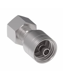Global TTC 1 & 2 Wire Braid Steel Crimp Fitting, M52 x 2 Female German DIN 3902 24 deg Flare Light Duty Swivel, -24 Hose, Straight
