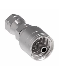 Global TTC 1 & 2 Wire Braid Steel Crimp Fitting, 1-1/16-14 Female SAE 45 deg Flare Swivel, -12 Hose, Straight