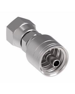 Global TTC 1 & 2 Wire Braid Steel Crimp Fitting, 1/2-14 Female NPSM Swivel, -08 Hose, Straight