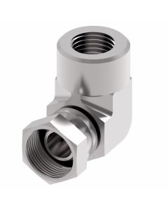 Aeroquip Adapter. zinc plated steel. 90 degree elbow. 1 female pipe swivel 1 female pipe