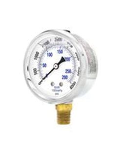 304SS 2.5" 0-5,000 PSI/ 0-350 Bar Liquid Filled Pressure Gauge, 1/4 NPT Bottom Connection