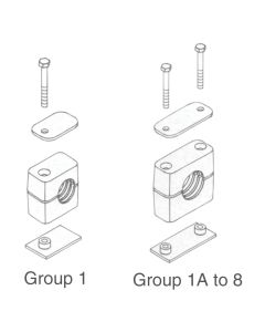 Standard Series Pipe & Tubing Polypropylene Support Clamp, Single Weld Plate, Hex Head Bolts With Cover Plate, 12 mm mm Size