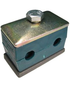 Twin Series Pipe & Tubing Polypropylene Support Clamp, Single Weld Plate, Hex Head Bolts With Cover Plate, 21.3 mm mm Size