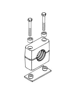 Standard Series Pipe & Tubing Polypropylene Support Clamp, Single Weld Plate, Hex Head Bolts With Spacers, 35.0 mm mm Size
