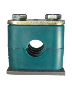 Standard Series Pipe & Tubing Polypropylene Support Clamp, Single Weld Plate, Hex Head Bolts With Cover Plate, 9.5 mm mm Size