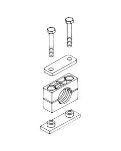 Heavy Series Pipe & Tubing Polypropylene Support Clamp, Single Weld Plate, Hex Head Bolts With Cover Plate, 48.3 mm mm Size
