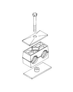 Twin Series Pipe & Tubing Polypropylene Support Clamp, Single Weld Plate, Hex Head Bolts With Cover Plate, 12.7 mm mm Size