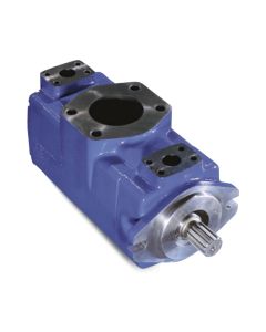 Hydraulic Double Vane Pump, VMQ Series Double Pump, 8.54 cu in/rev Front, 6.83 cu in/rev Rear, 2-Bolt SAE C Mounting Flange, 1-1/2 Straight Keyed Shaft, SAE 4-Bolt Flange, Inlet 4, Outlets 1-1/2 Front 1-1/4 Rear, CCW Rotation