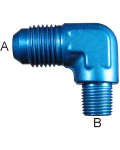 Aluminum Adapters, Male JIC 37 deg Flare To Male NPT, 90 deg Elbow