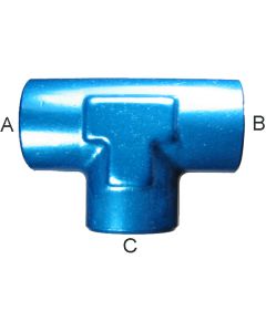 Blue Anodized Aluminum (AN 917) Female NPT Tees